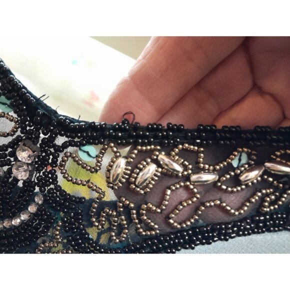 Cache Luxe Embellished Chiffon Silk Dress Baby Doll Fairy Princess Sz 2 Seafoam - Picture 14 of 16